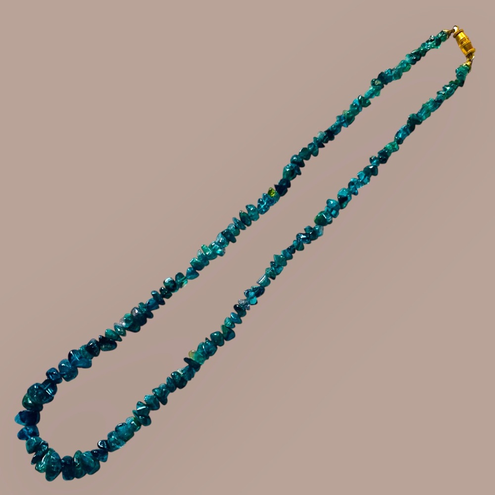 Natural Blue Apatite Beaded Necklace. NWOT screw connector - Picture 4 of 5
